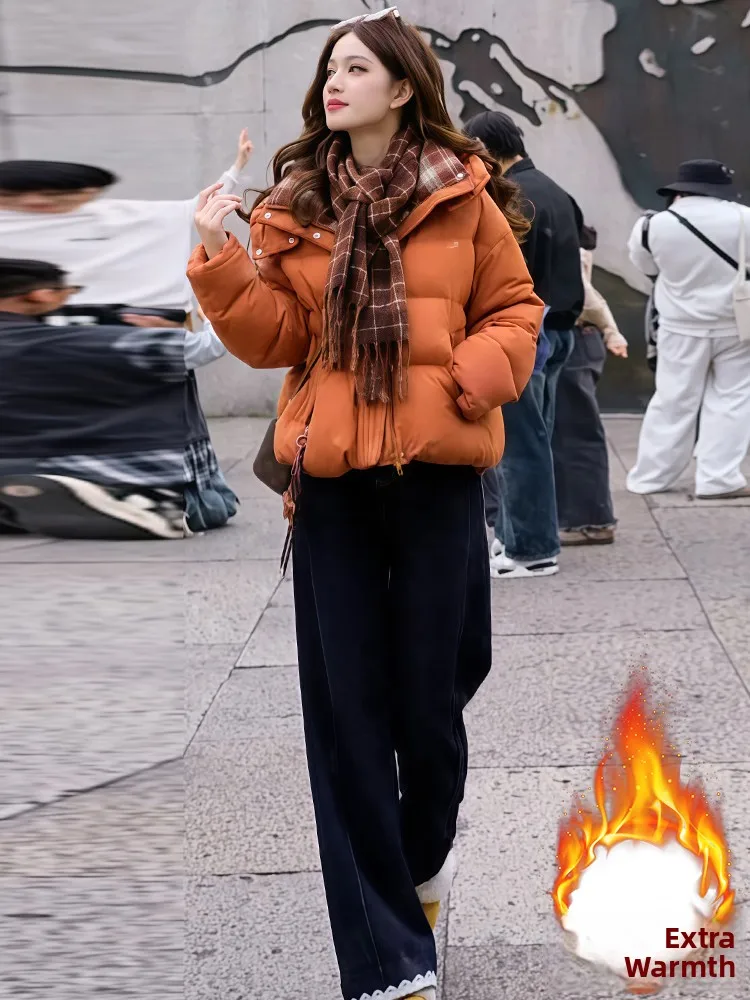 

Korean Sle Thiened Winter Jaet Women's Cotton down Coat with kets Warmth Enhancing Zipper Closure ort Length