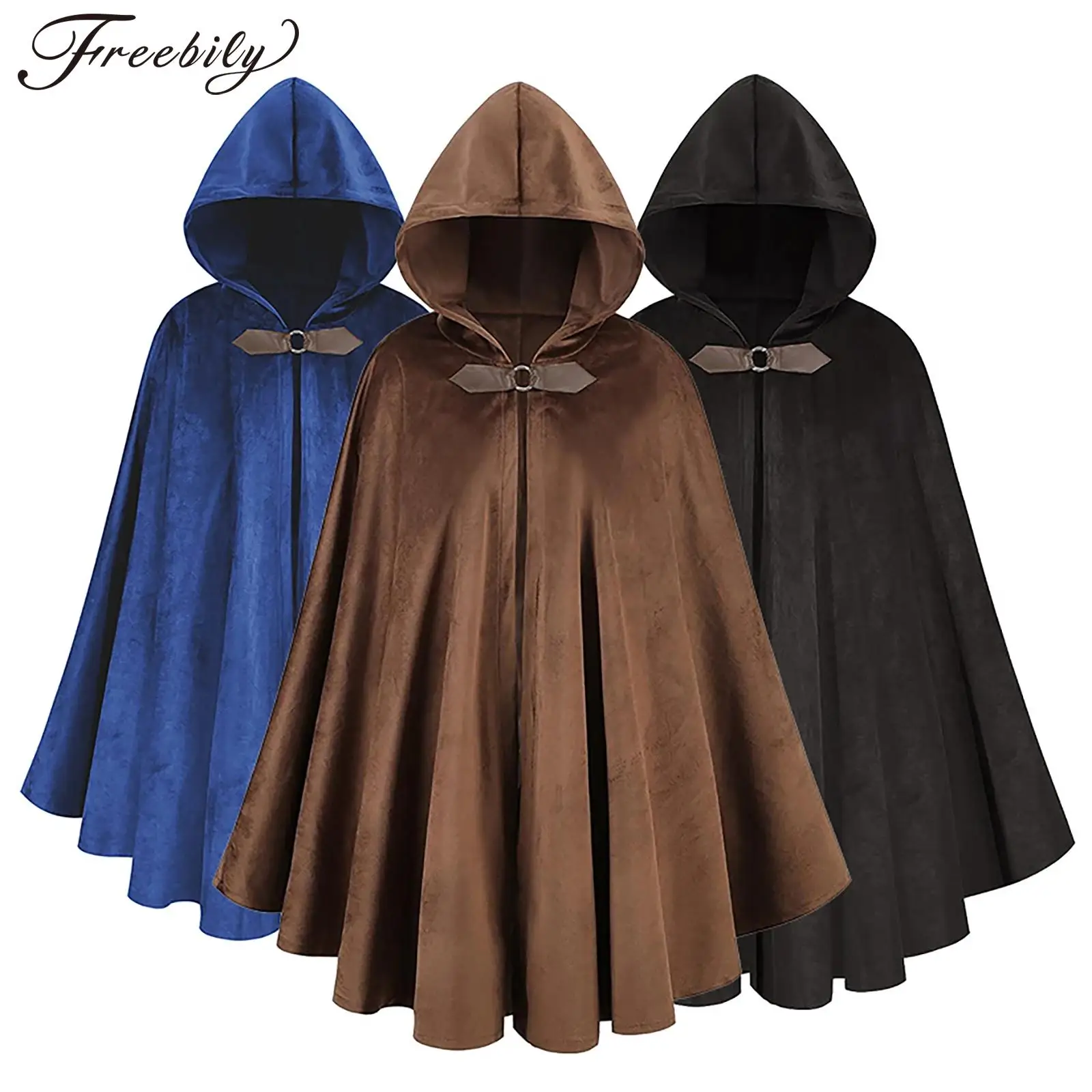 

Kids Girls Boys Medieval Renaissance Cloak Vintage Steampunk Pullover Hooded Dress Robe Cape Halloween Knight Cosplay Costume