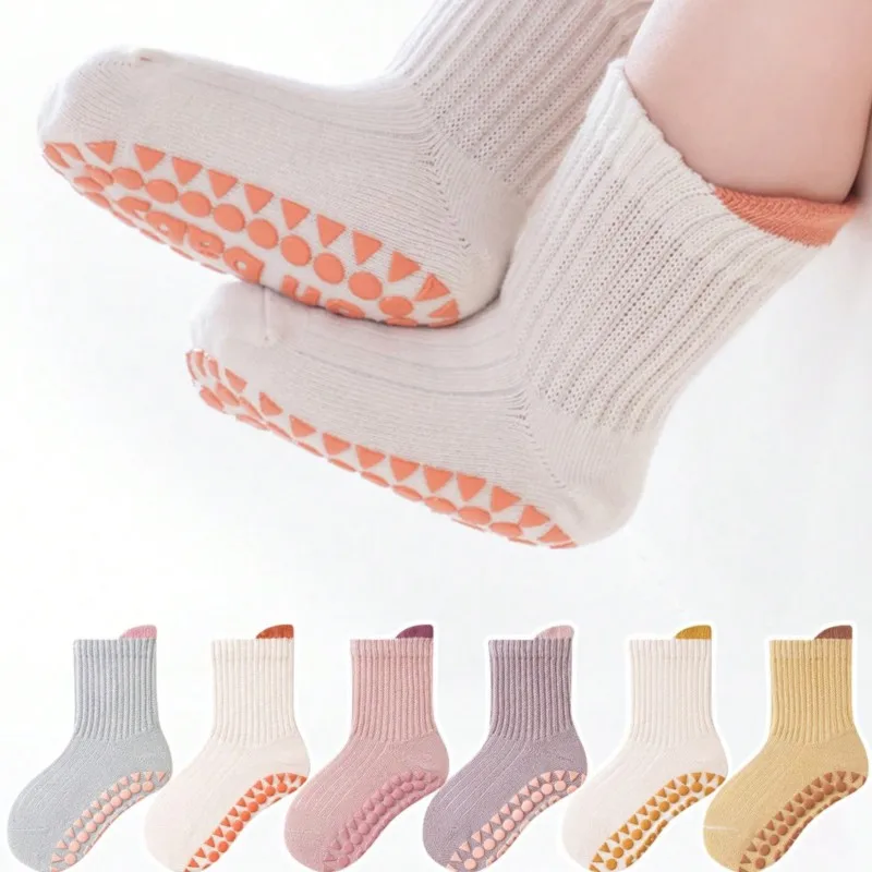 

6 Pairs Pairs Baby Adorable Non Slip Floor Socks, Breathable Casual Socks for Boys and Girls Kids Indoor Activities