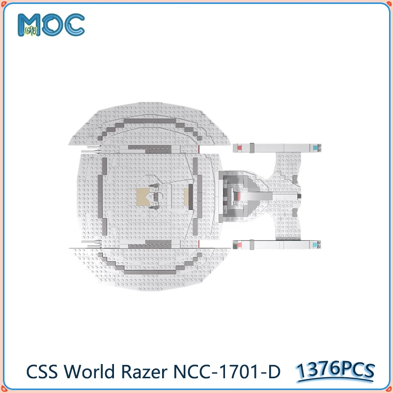 CSS World Razer NCC-1701-D Warship Model MOC Building Blocks DIY Assemble Bricks Space UCS Display Creative Toys Gifts 1376PCS