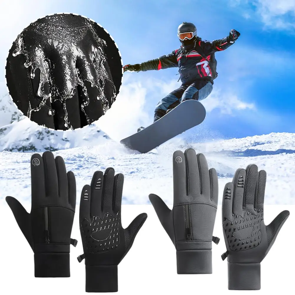 Winter Warm Cycling Gloves Skiing Windproof Gloves Cold Fishing Running Driving Riding Waterproof Outdoor Model Snowm H9y7