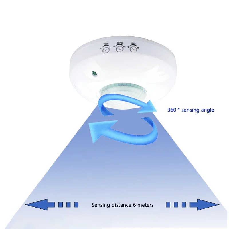 360 ° Intelligent Induction Light Control Switch 110-220V Circular Ceiling Human Infrared PIR Motion Sensor Adjustable Delay