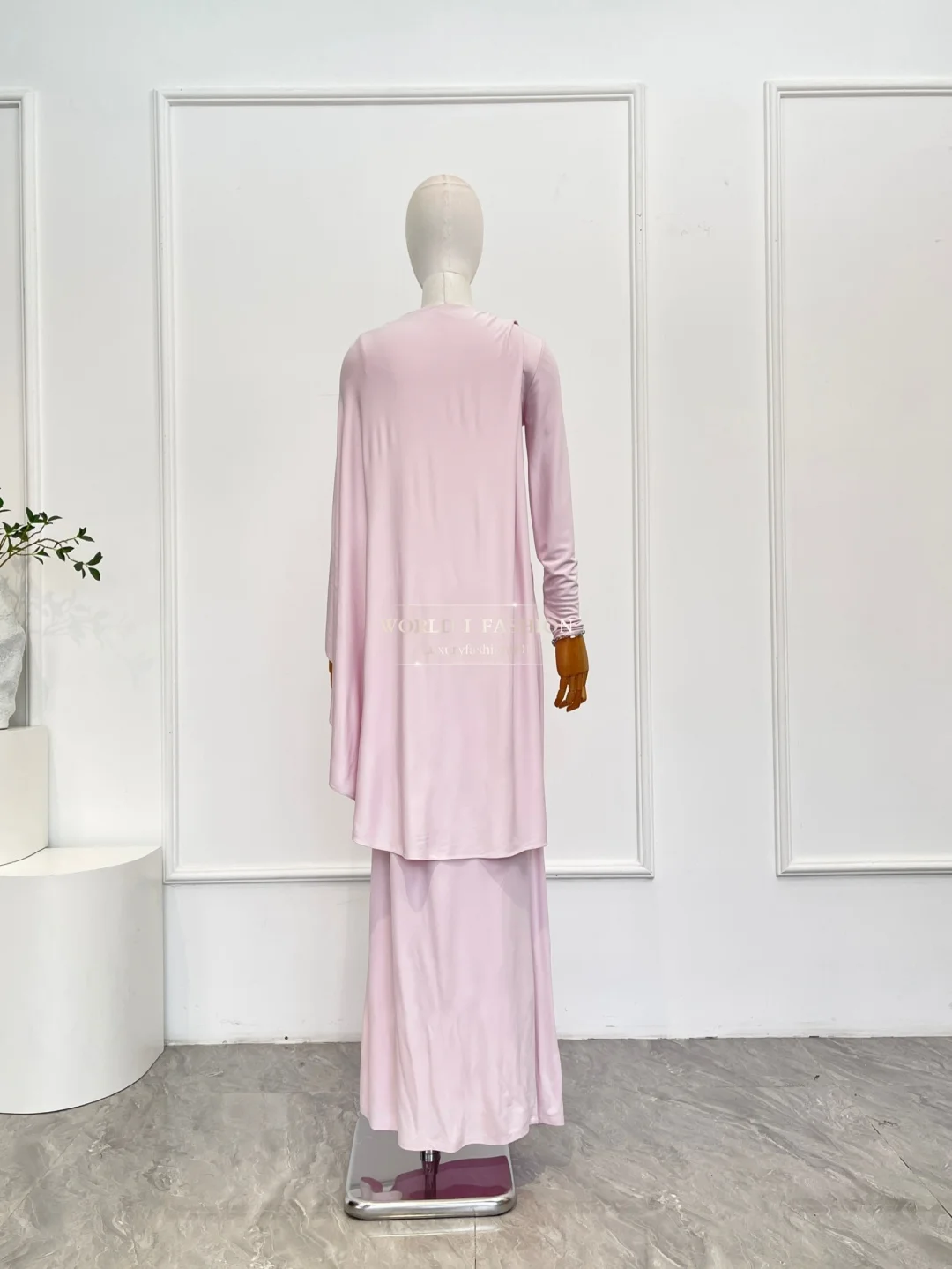 2025 novo lindo vestido maxi trompete feminino rosa com babados e manga comprida elegante para festa