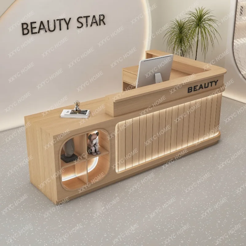 XX  Storage Front Desk Reception Counter Restaurant Luxury L Shaped Reception Desks Beauty Salon Furniture