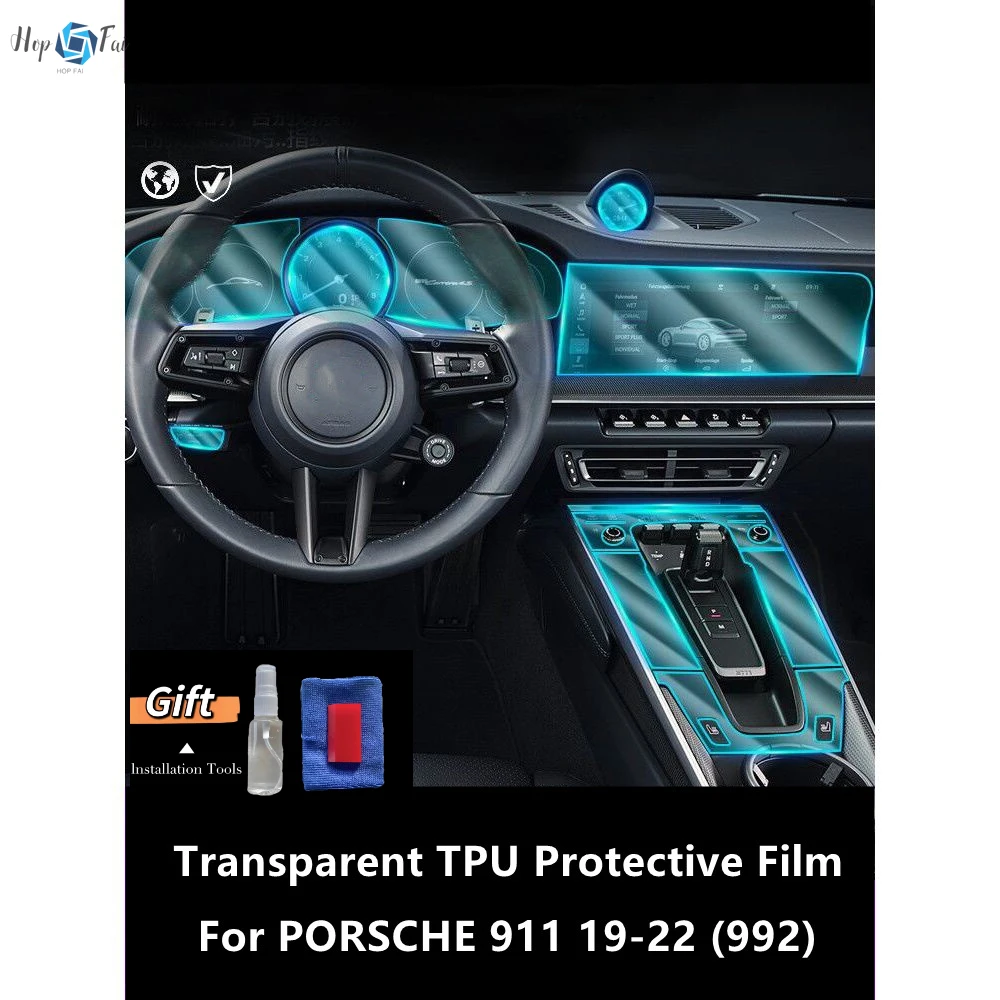 

For PORSCHE 911 19-22 992 Car Interior Center Console Transparent TPU Protective Film Anti-scratch Repair FilmAccessories Refit