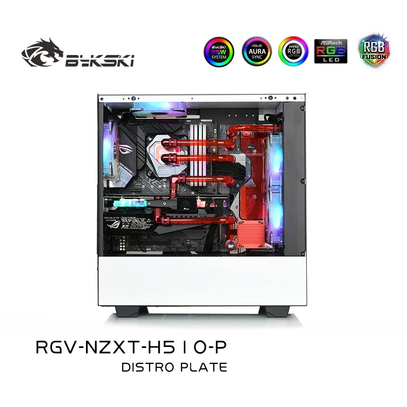 Bykski для NZXT H510, корпус компьютера, комплект Distro Plate для процессора/графического процессора, радиатор водяного охлаждения, поддержка насоса постоянного тока, RGV-NZXT-H510-P Bykski для NZXT H510, корпус компьютера, комплект Distro Plate для процессора/графического процессора, радиатор водяного охлаждения, поддержка насоса постоянного тока, RGV-NZXT-H510-P