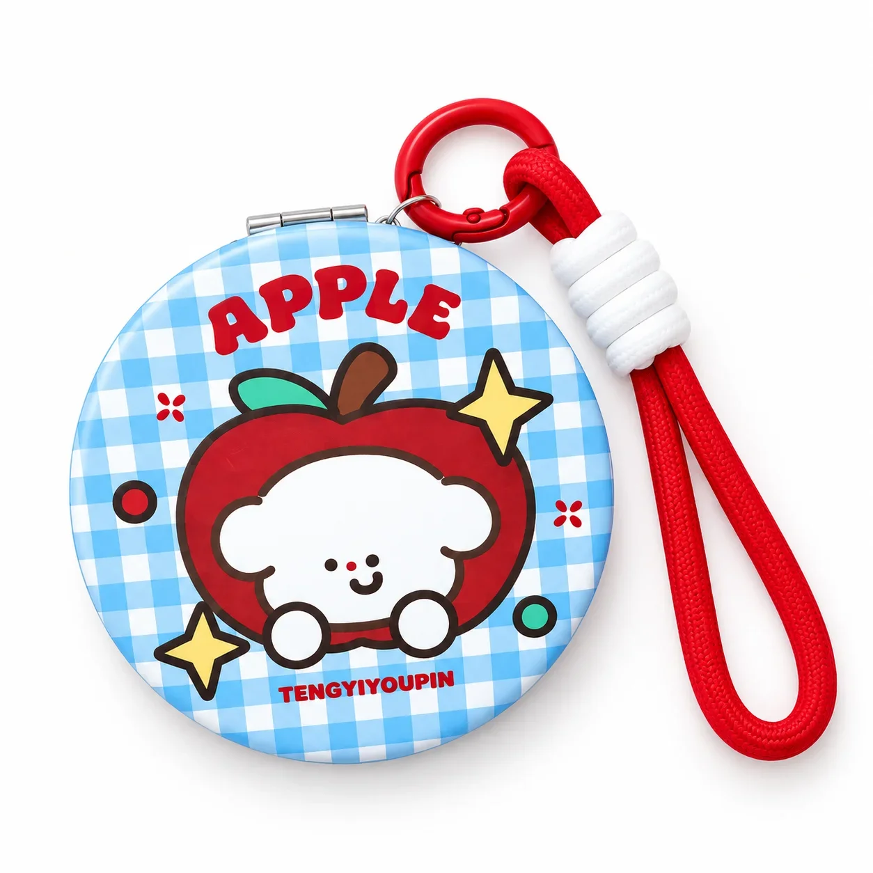Cartoon Illustration Folding Mirror, Cute Portable Makeup Mirror, HD Compact Mirror for Girls and Women