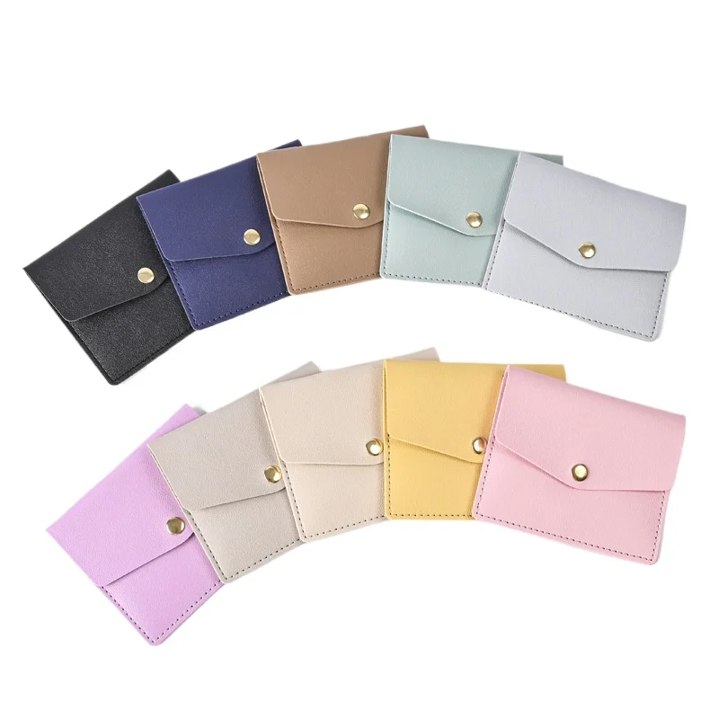 Macaron Color Hasp PU Leather Card Bag Card Sleeve Multi Slot Cards Bag Ultra-thin Id Credit Card Holder Badge Holder Unisex
