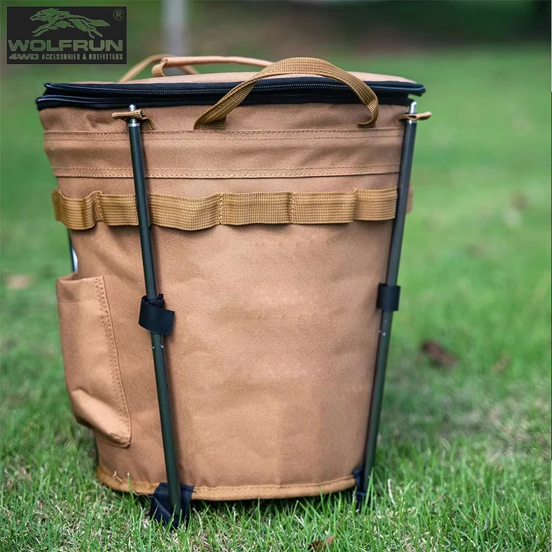 

Outdoor Camping Trash Bin Self-drive Barbecue Portable Car Trash Bin Light Weight Foldable Oxford Cloth Storage Round Bin