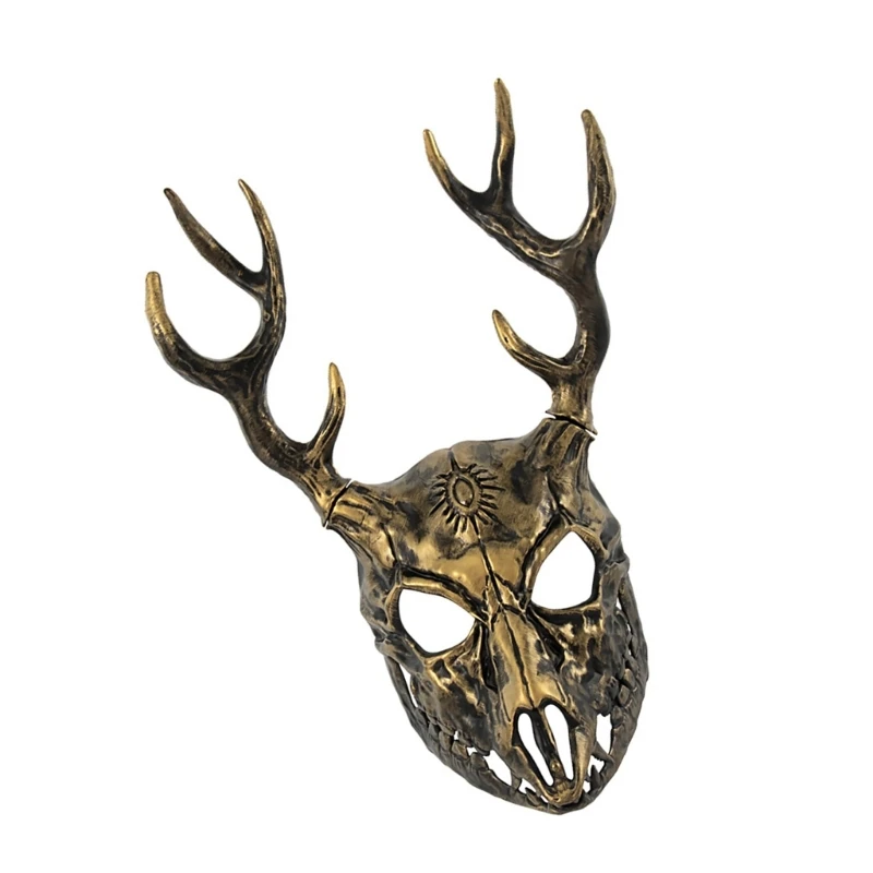 Antler Mask Halloween Costume Mask Reindeer Mask Deer Head Mask Masquerade Mask Full Face Mask for Party Carnivals