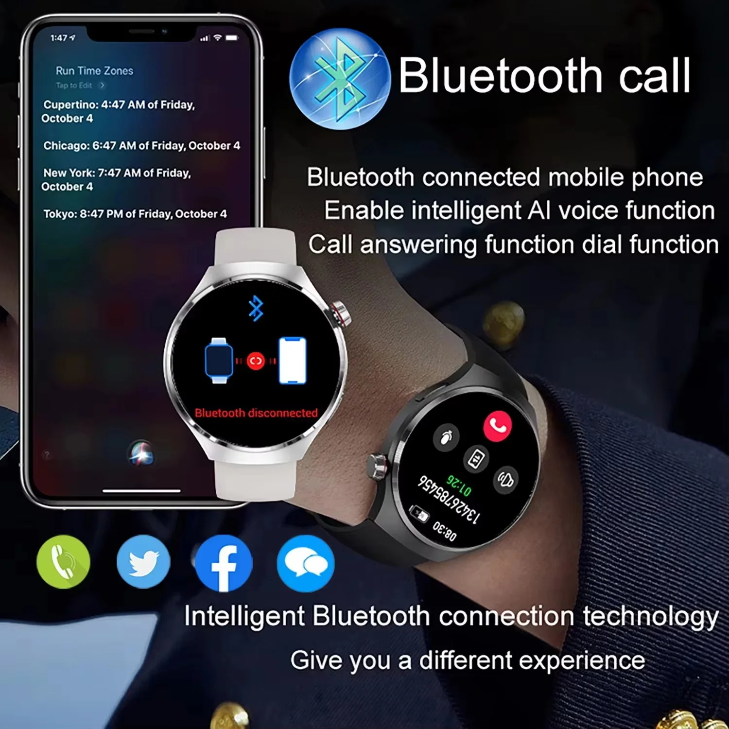 Nowość od DAORKOW 2025 GPS NFC Smartwatch Męski Ekran AMOLED 360*360 Pomiar Tętna Połączenia Bluetooth Wodoodporny Smartwatch Sportowy dla Mężczyzn