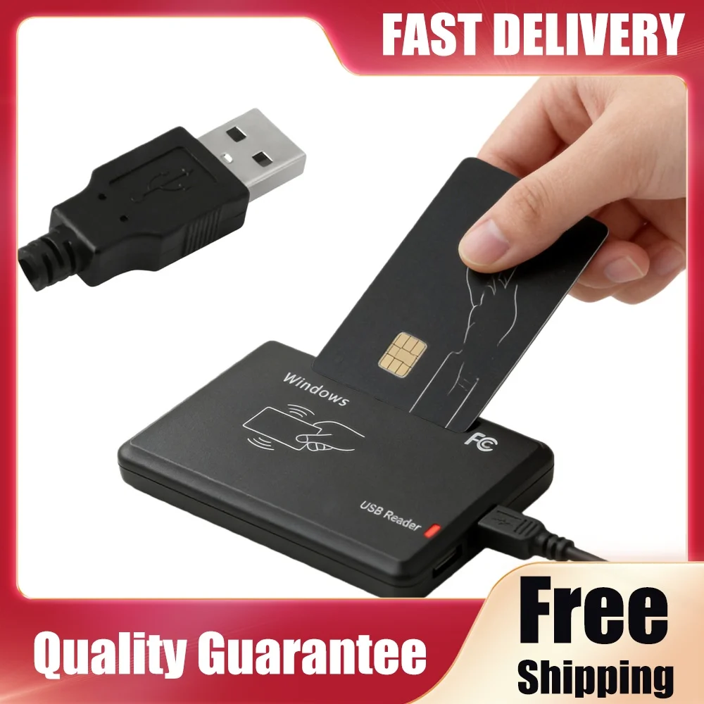 Contactless IC Card Reader Writer 13.56MHz Smart Card Reader with USB Interface Compatible for Windows Linux MacOS