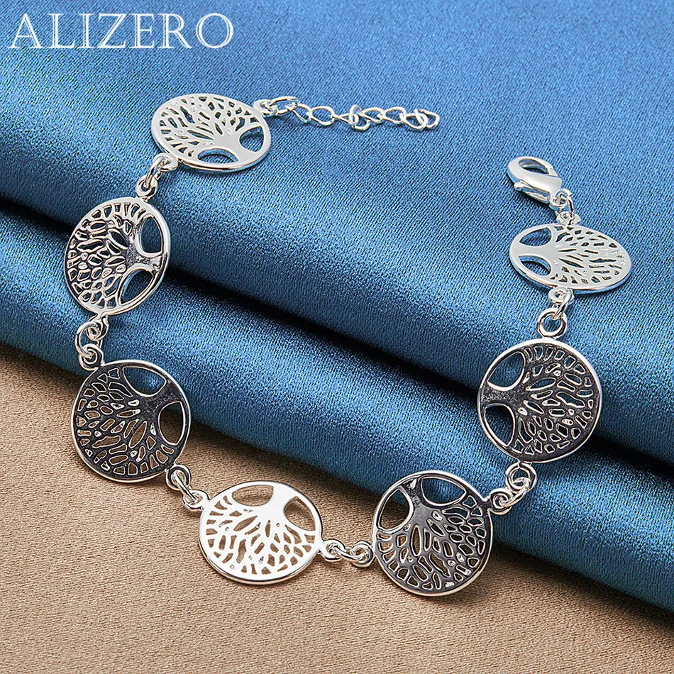 ALIZERO 925 Sterling Silver Bracelet Tree of Life Bracelets For Women Fashion Jewelry For Birthday Party and Daily Wear