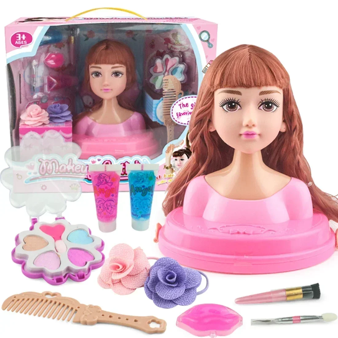 Lustige Kommode Kopf Modell Halbkörper Puppe Simulation Friseur Make-up Künstler Make-up Frisur Schönheit Spielzeug Kinder Mädchen Geschenk Rollenspiel