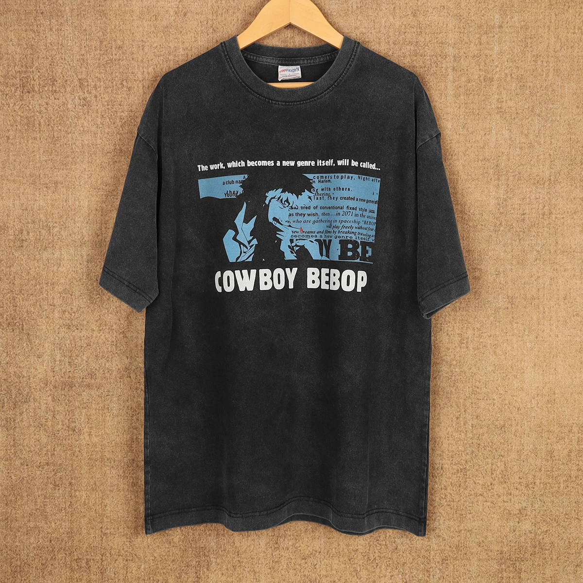 日本のアニメカウボーイスパイクビバップ-tシャツシュピーゲルプリント男性女性洗浄綿半袖グラフィック服原宿シャツ