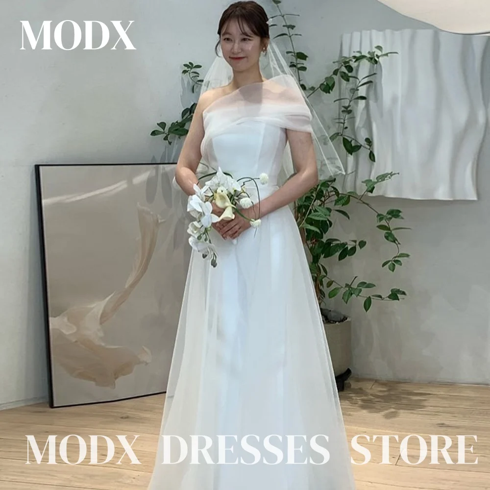 

MODX Elegant Lvory One-Shoulder A-line Wedding Dresses Organza Pleat 웨딩드레스 Korea Photoshoot Corset Customised Bride Gowns 2025
