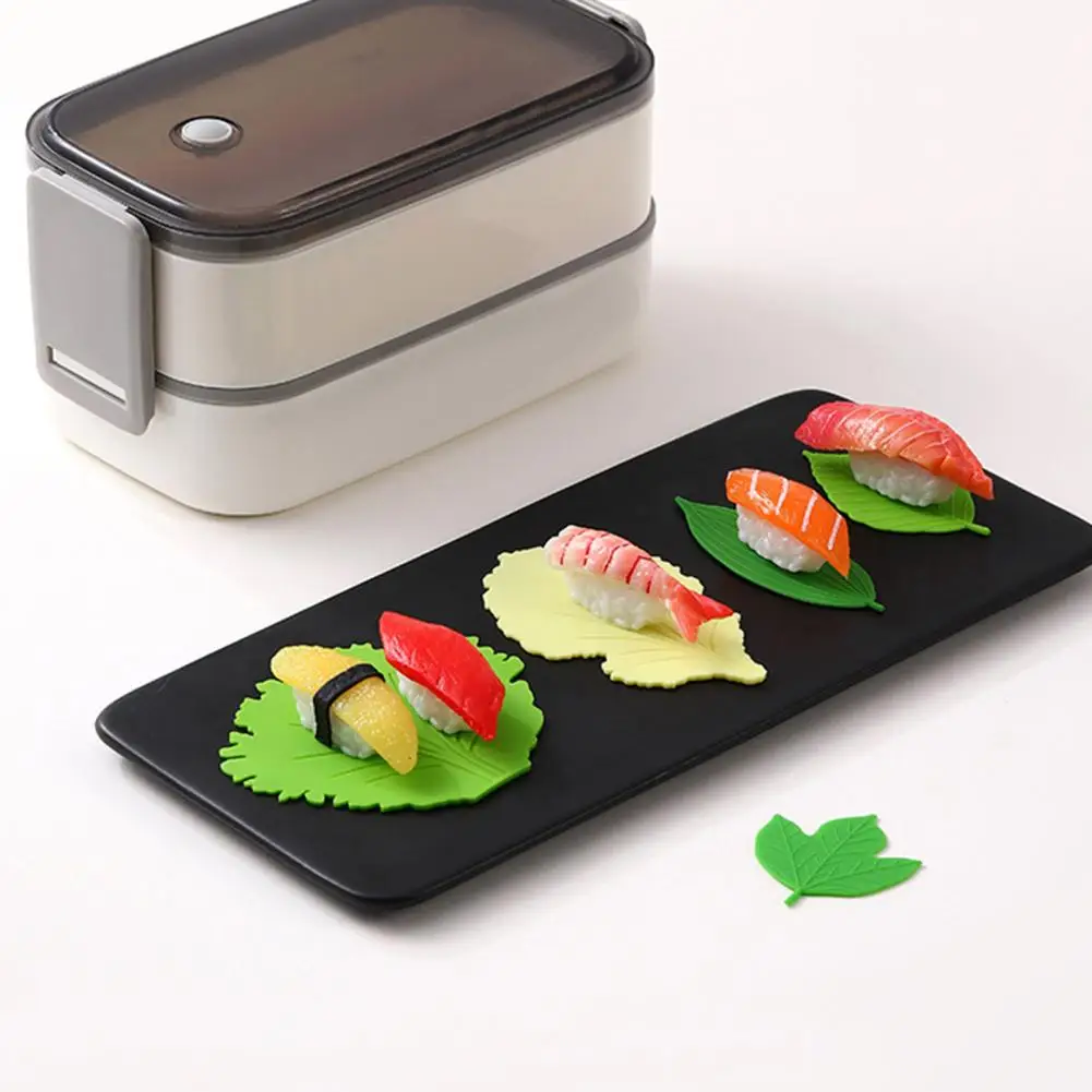 Practical Green Leaf Shaped Silicone Lunch Meal Dish Separator Boards Easy Clean Bento Separating Blocks Kitchen Accessories