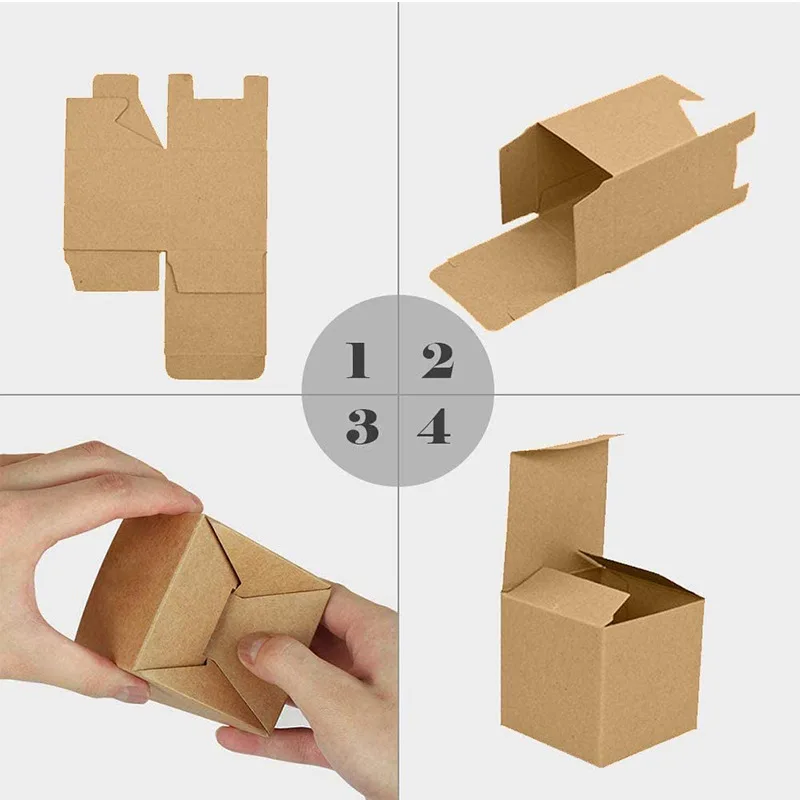 100pcs 4x4x4cm Kraft Paper Box Cosmetic Handmade Soap Candy Packing Box Small Gift Boxes For Baby Shower Wedding Birthday Party