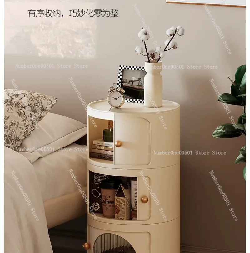 

S007 Ins Style Round Nightstand Multi Layer Bedroom Storage Cabinet