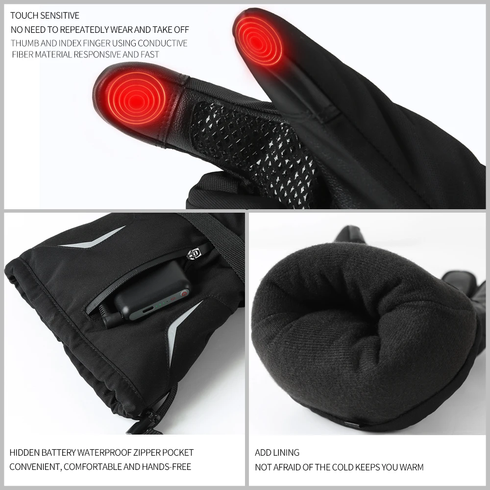 

Warm Heating Gloves for Winter Outdoor Sports With Batteries Touch Screen Heating Gloves for Winter Motorcycles Heated Jacket