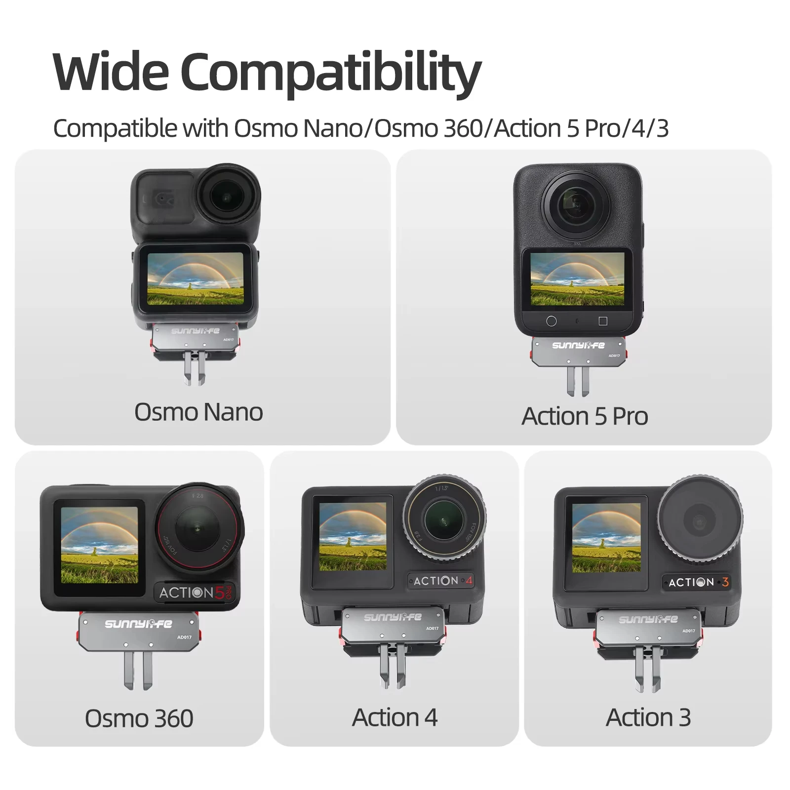 Adaptador magnético de liberação rápida de metal para dji osmo nano/360/action 5pro/4/3, montagem dobrável, acessório de extensão de tripé para capacete de bicicleta