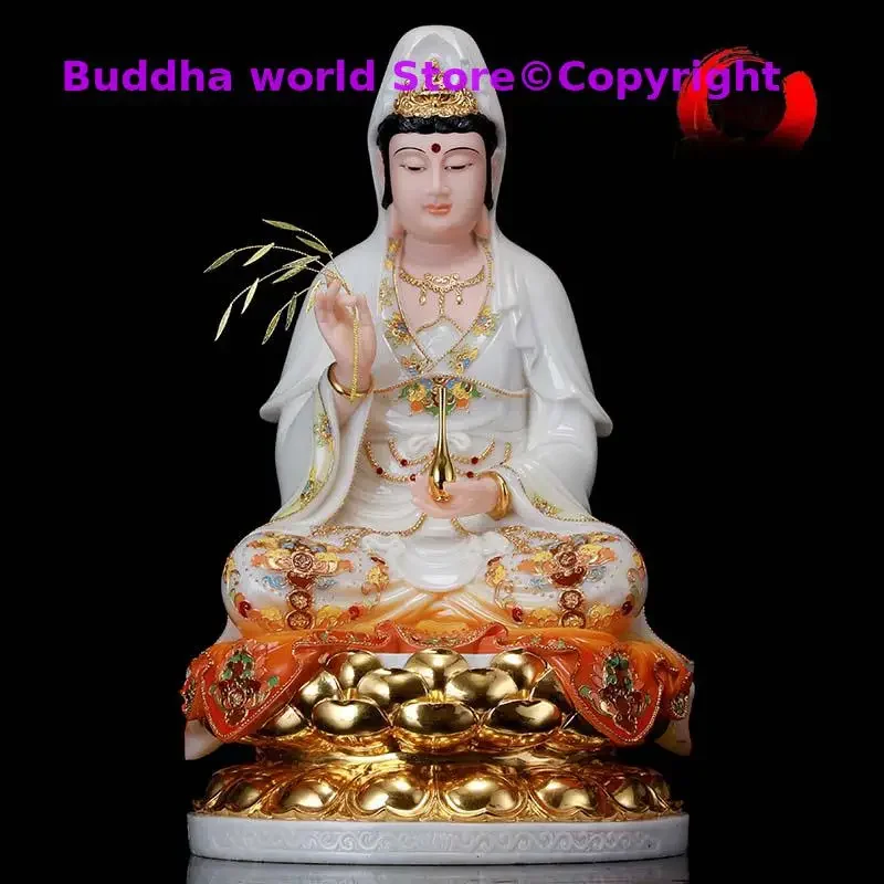 2025 High grade jade Avalokitesvara Guan yin buddha statue HOME family Temple Worship Bless Patron saint God bring good luck