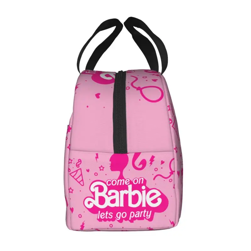 Custom Barbie Lunch Bag Leakproof Cooler Thermal Insulated Bento Box Women Kids Work School Beach Camping Travel Food Tote Bags