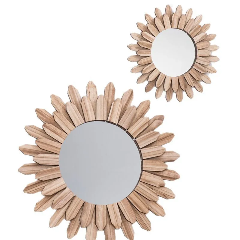 Bohemian Sunflower Style Mirror, Wall Mirror, Wooden Decorative Mirror, Bedroom Living Room Wall Mirror, Home Decoration