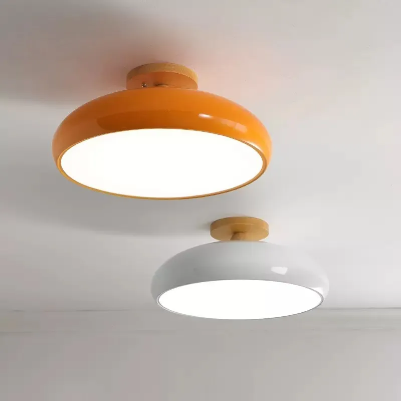 

Vintage LED Wooden Ceiling Light Nordic Orange PVC Round Luminaire Living Room Bedroom Dining Room Corridor Indoor Decor Fixture