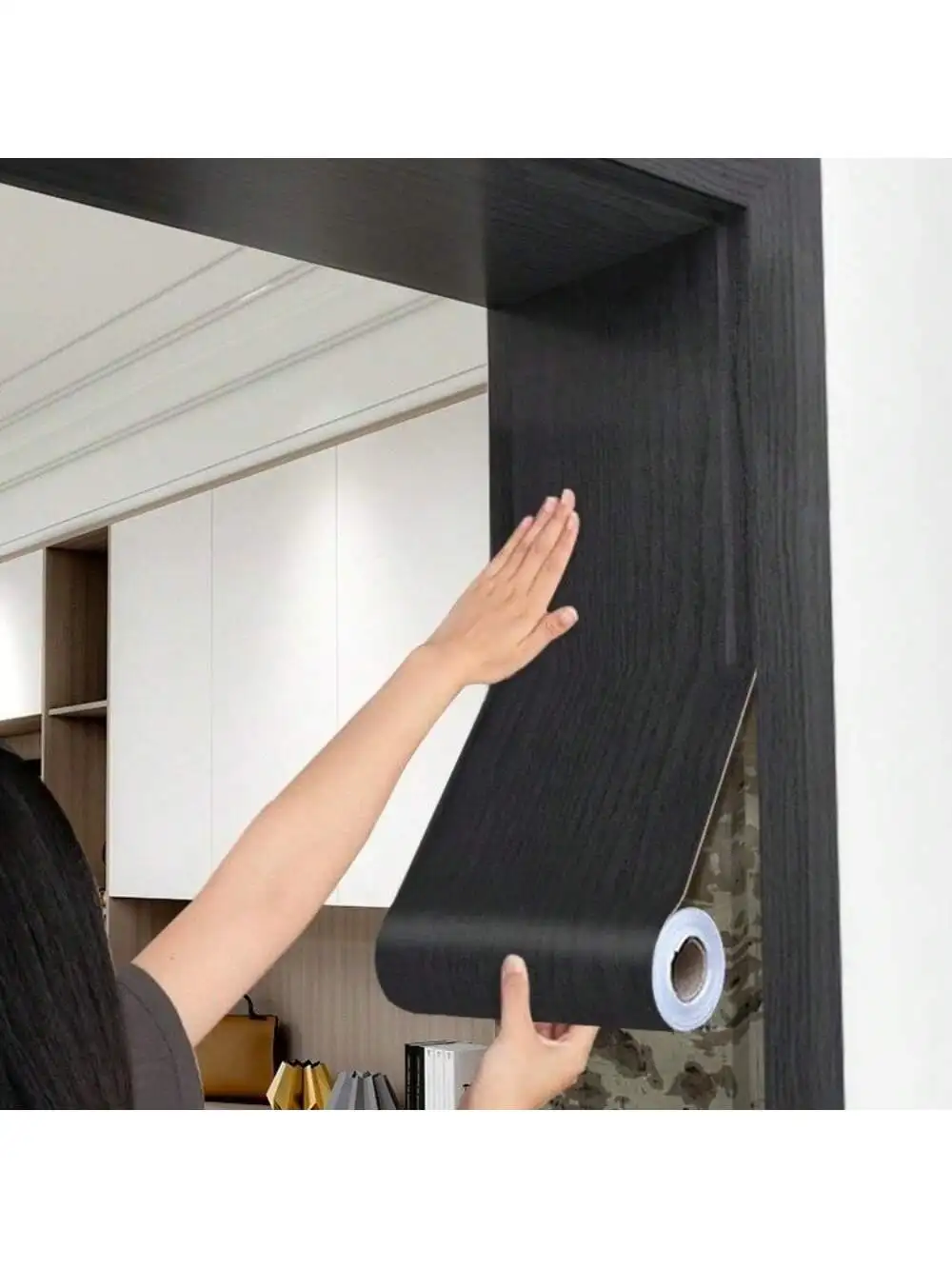 1 قطعة 5 متر/196.85in الخشب الحبوب ذاتية اللصق إطار الباب حافة النطاقات وشريط إصلاح ، تستخدم لإخفاء التالفة والمجددة #5