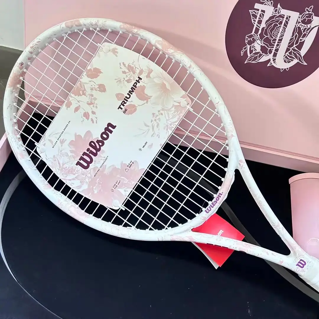 Wilson raquete de tênis flor de cerejeira rosa senhoras raquete de tênis  avançada carbono completo treinamento profissional única raquete meninas /  Esportes de raquete, image size:1080x1080