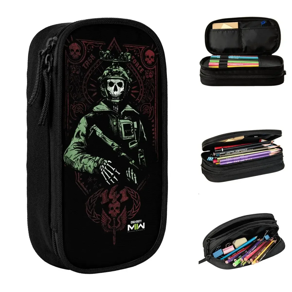 

Ghost Call Of Dutys Modern Warfare Pencil Cases Game Pencil Pouch Pen Holder for Student Large Storage Bag Supplies Stationery