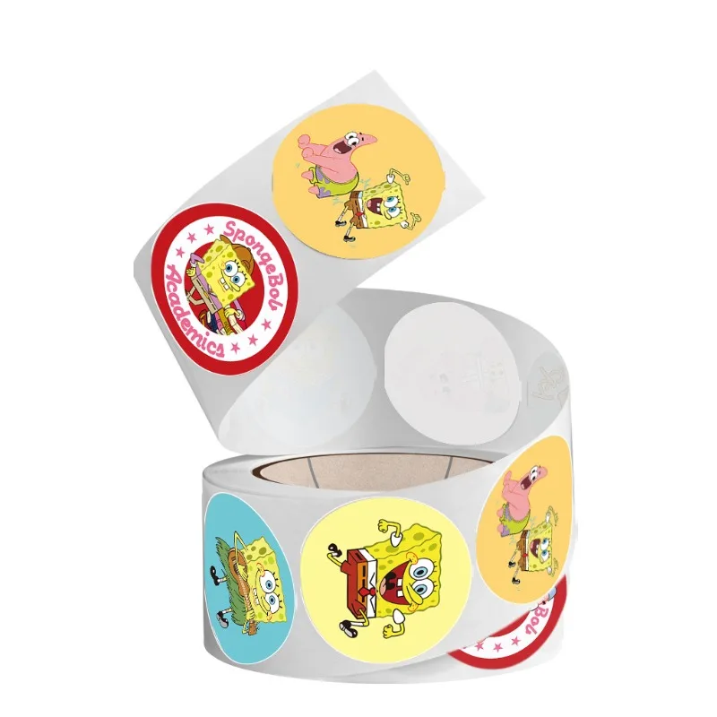 

Hot SpongeBob SquarePants Series Roll Sticker Cartoon Character Exquisite Creativity Print Post Notes Sealing Paste