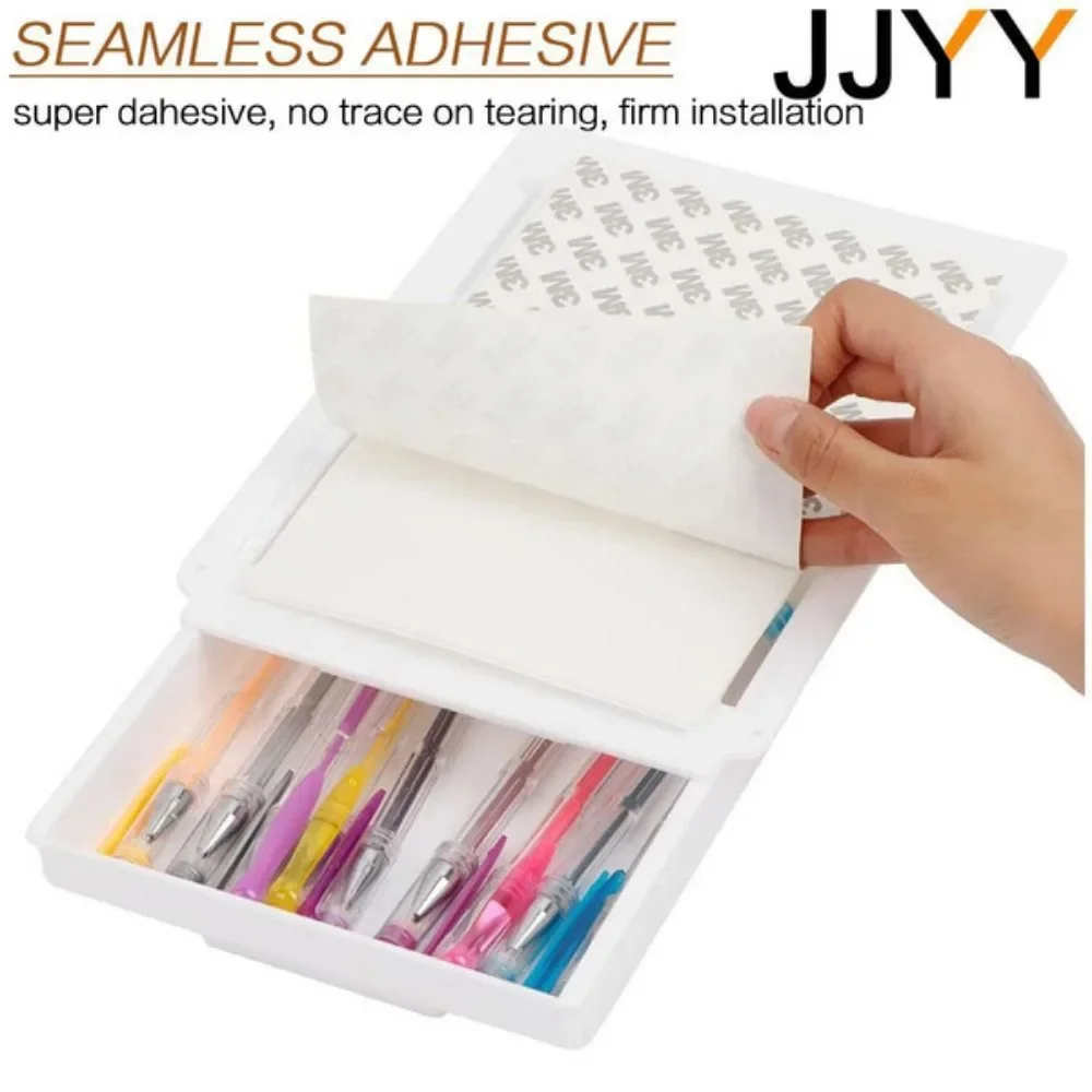 JJYY Organizer Wall Mounted Drawer Organizer Under Desk Makeup Brush Organizer Office Stationery Storage Box Storage