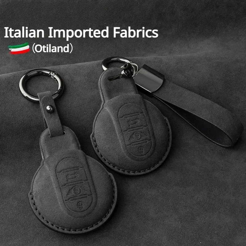 Alcantara BMW Mini Car Key Case - Premium Quality, RFID Secure, Custom Fit for Countryman, JCW, Clubman, Cooper Accessories Car