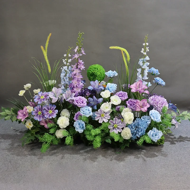 Wedding Hall Purple Finished Monet Horn Arch Dopamine Simulation Flower Strips Stage Landscaping Window Meichen