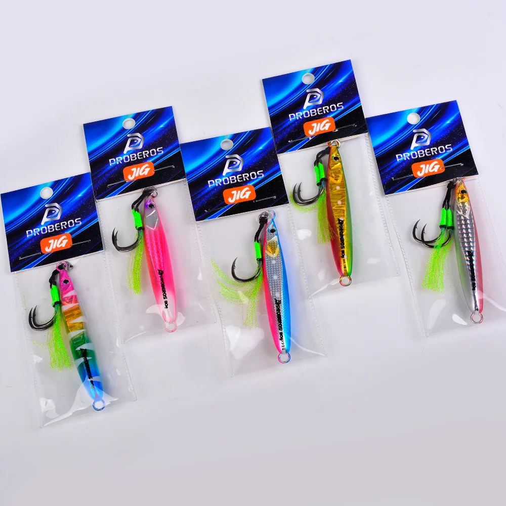 PRO BEROS Angelköder 20-80g Doppelhaken Leuchtender Metall-Jig-Köder für Hochsee-Bootsangeln Schleppangeln Harter Köder für Barsch – Detail 10