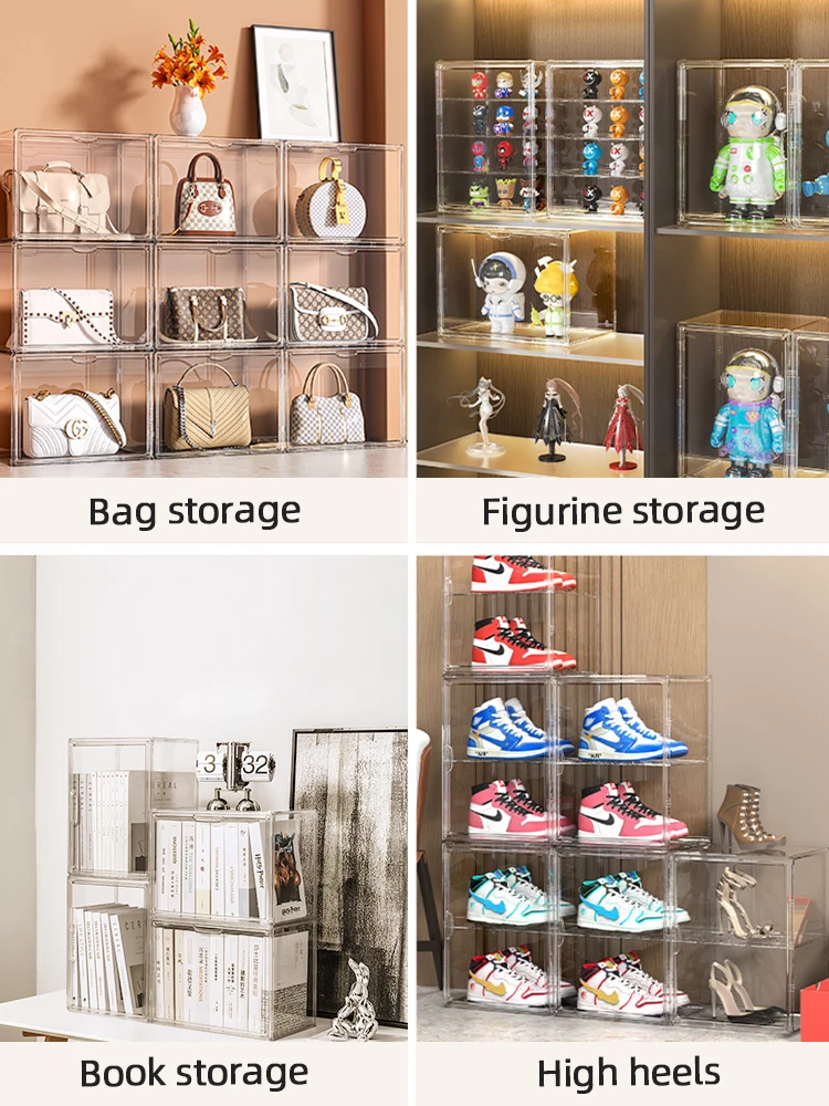 منظم صندوق تخزين متعدد الوظائف قابل للطي للتماثيل والمجوهرات والمكياج وصندوق أعمى وعرض الحقائب - علبة أكريليك كبيرة جدًا