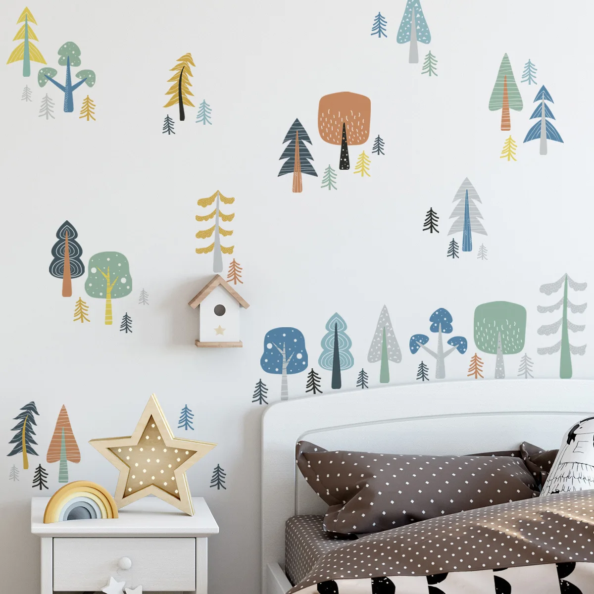 Nordic Cartoon Tree DIY Wall Stickers for Kids room Bedroom Living room Nursery Room Decor Vinyl Wall Decals Art Wall Posters