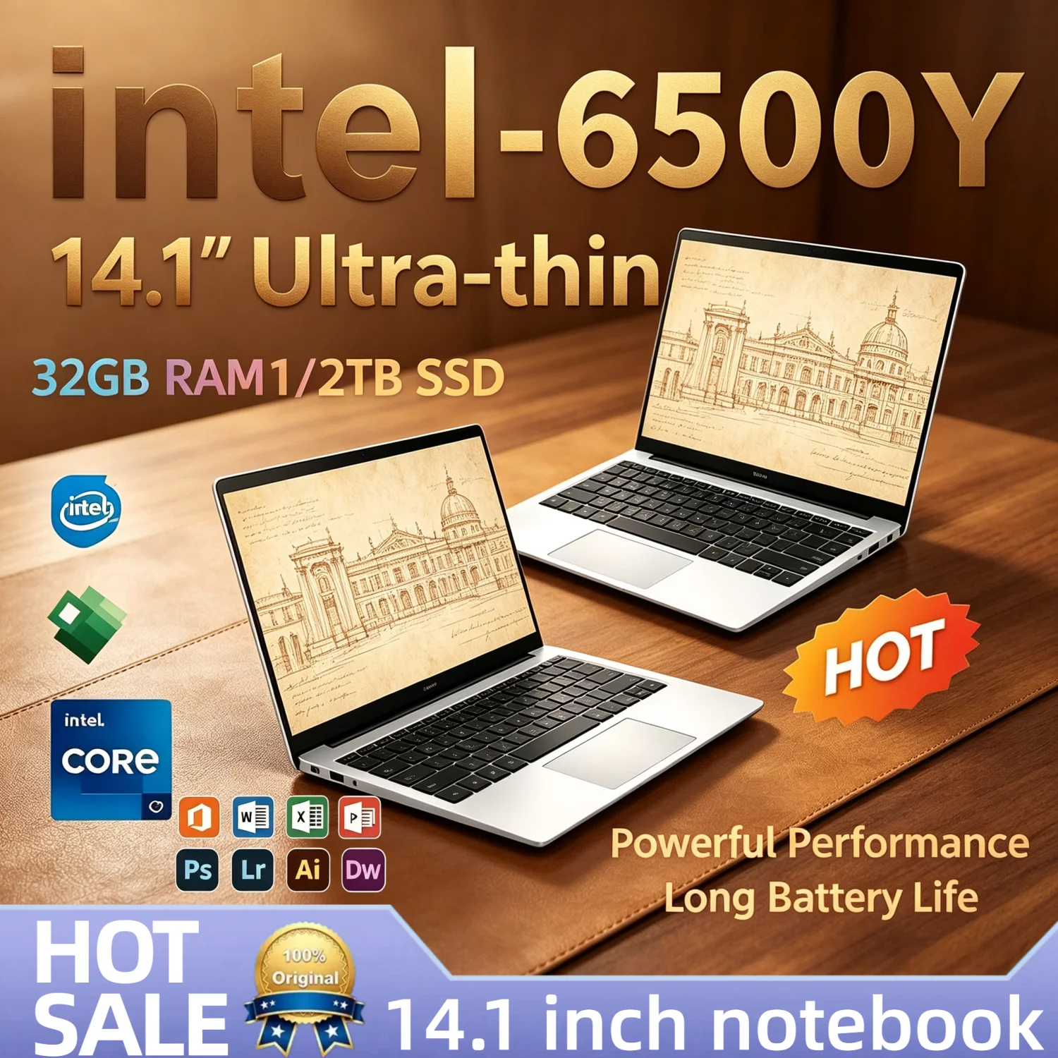 Intel 6500Y 14.1 Inch Ultra Light Laptop 2C4T 1.1 3.4GHz 32GB RAM 2TB PCIe SSD 5000mAh Backlit Fingerprint A1 V30 Max