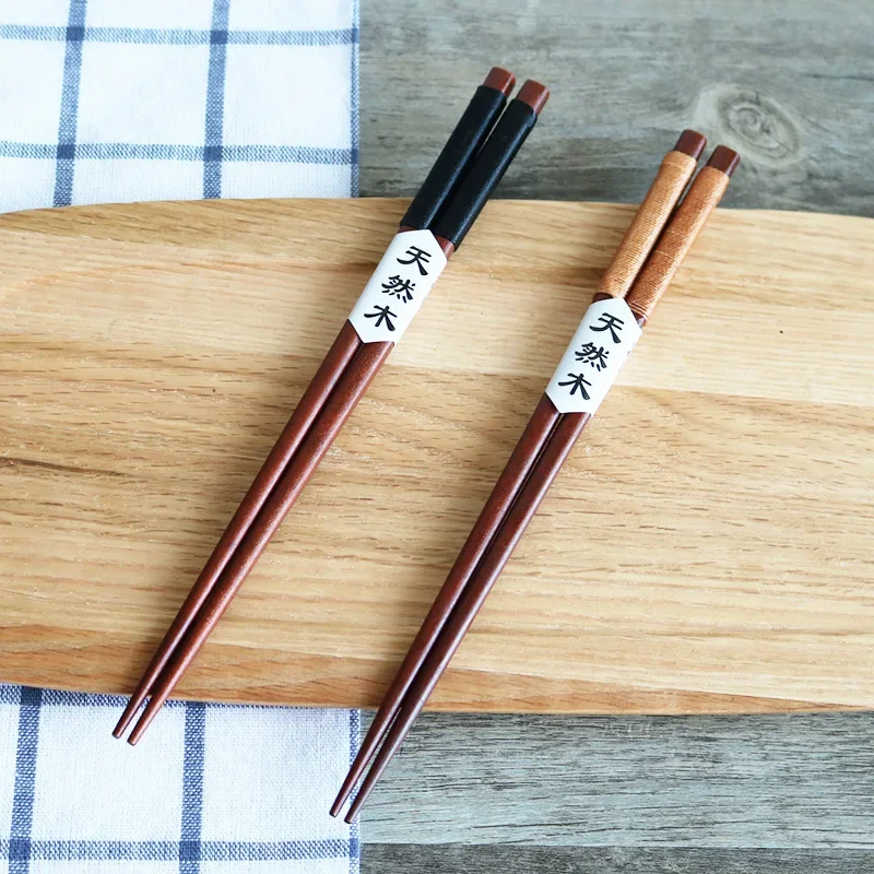 1 Pair Natural Wooden Chopsticks Japanese Chopsticks Cord Kinking Creative Anti-rolling Chopsticks Kitchen Tableware