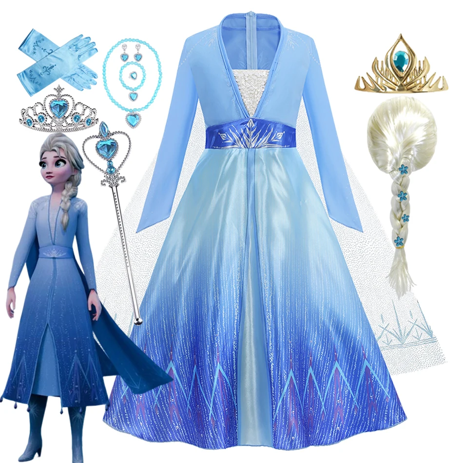 Disfraz de Princesa Elsa de Frozen para Niña, Vestidos para Fiesta de Cumpleaños, Halloween, Cosplay, Carnaval, Ropa para Niñas