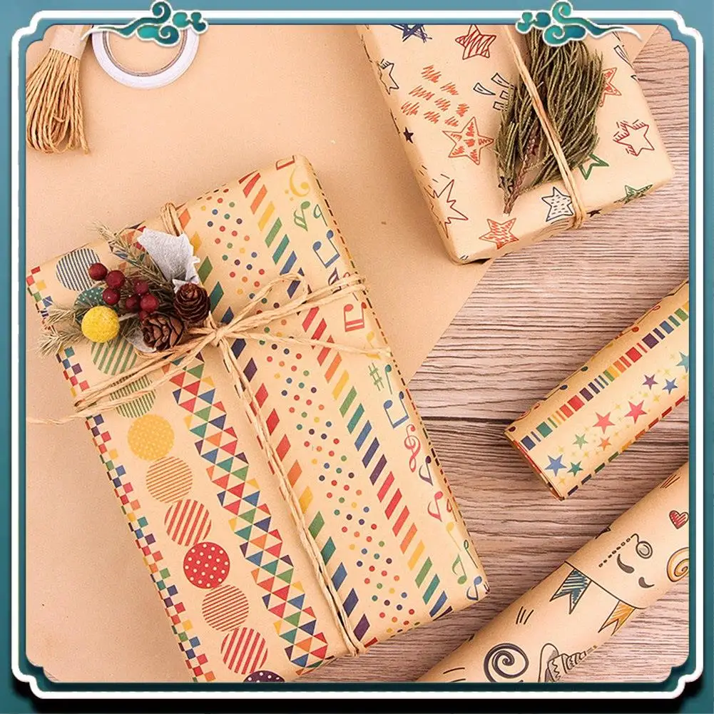 Easy To Use 6 Pcs Wrapping Paper Sheets,Birthday Wrapping Paper Set Festival Gift Wrap Papers,Ribbon Present Gift Wrapping Paper