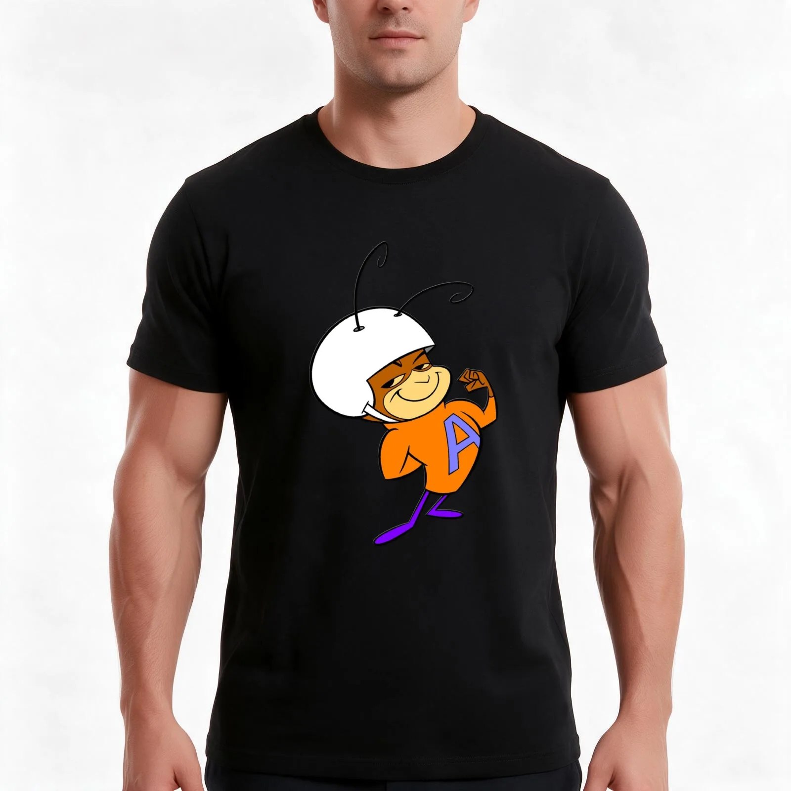 Atom Ant pose T-Shirt, Summer Casual Cotton Tee, Oversized Streetwear Tops, Vintage Graphic Print, Loose Fit Short Sleeve