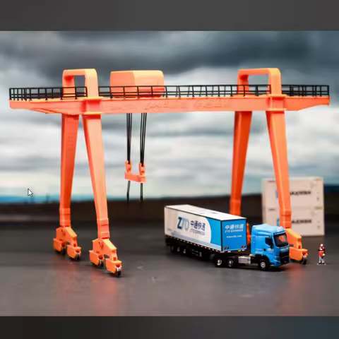 1/160 N Scale 1/87 HO Scale Gantry Crane Model Idea Miniature Freight Tower Crane Building Model Assembly Kit Train Model Sandbo