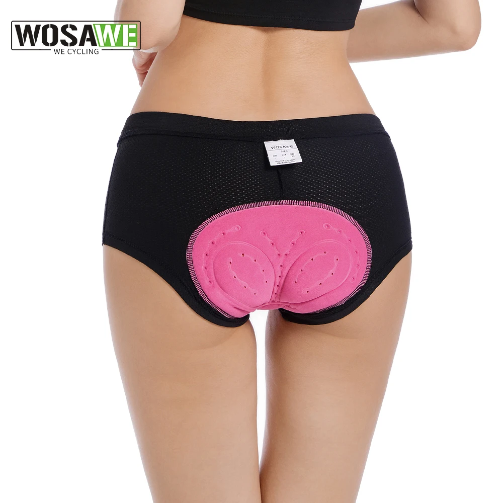 WOSAWE Women's Cycling Shorts 3D Gel Padded Breathable Underwear Bicycle Bike Underwear Downhill Bicycle Shorts Pink Black S-2XL