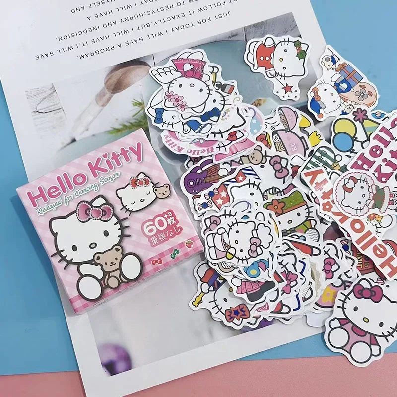 Miniso 63 шт. Sanrio Kuromi Hello Kitty милый справочник студенческий водонепроницаемый компьютерный багаж мультяшная наклейка детский подарок