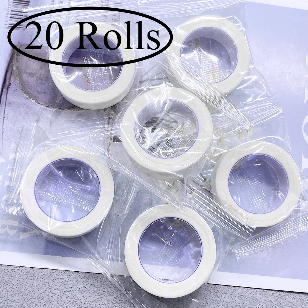 20Rolls 9M Eyelash Tape Non-woven Eyelash Extension Paper Tape Breathable Wholesale Adhesive Patches Under Eye Pad