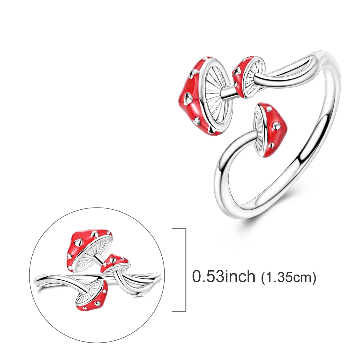 Bague originale en argent 925 pour femmes, anneau ouvert en forme de champignon, bijoux de fête de mariage à la mode