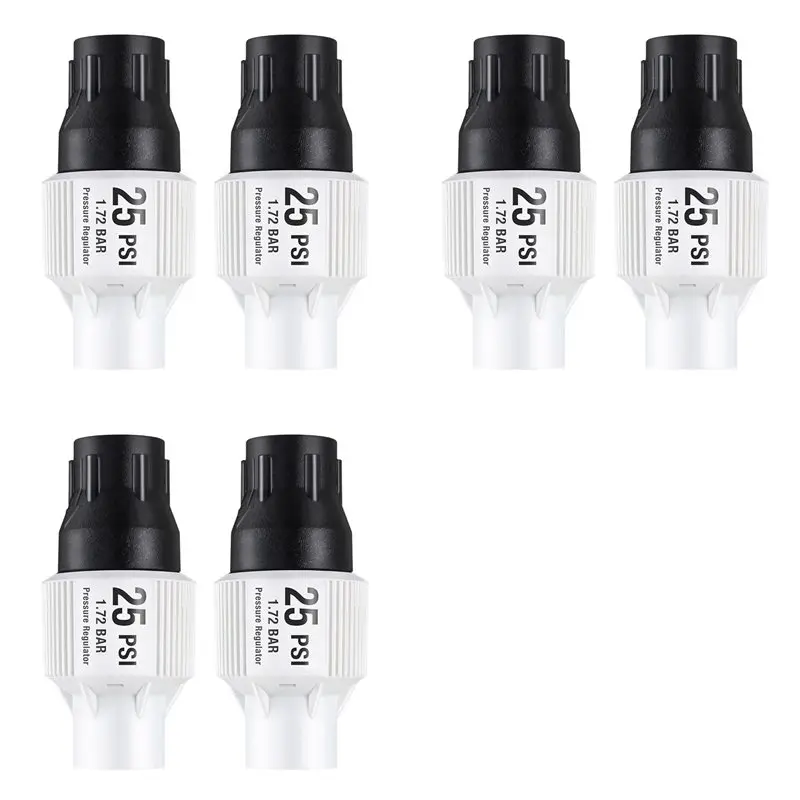 VELIF-6 Pack 25Psi Drip Irrigation Pressure Regulator Kit, Water Backflow Preventer For 3/4Inch Garden/Faucet Hose
